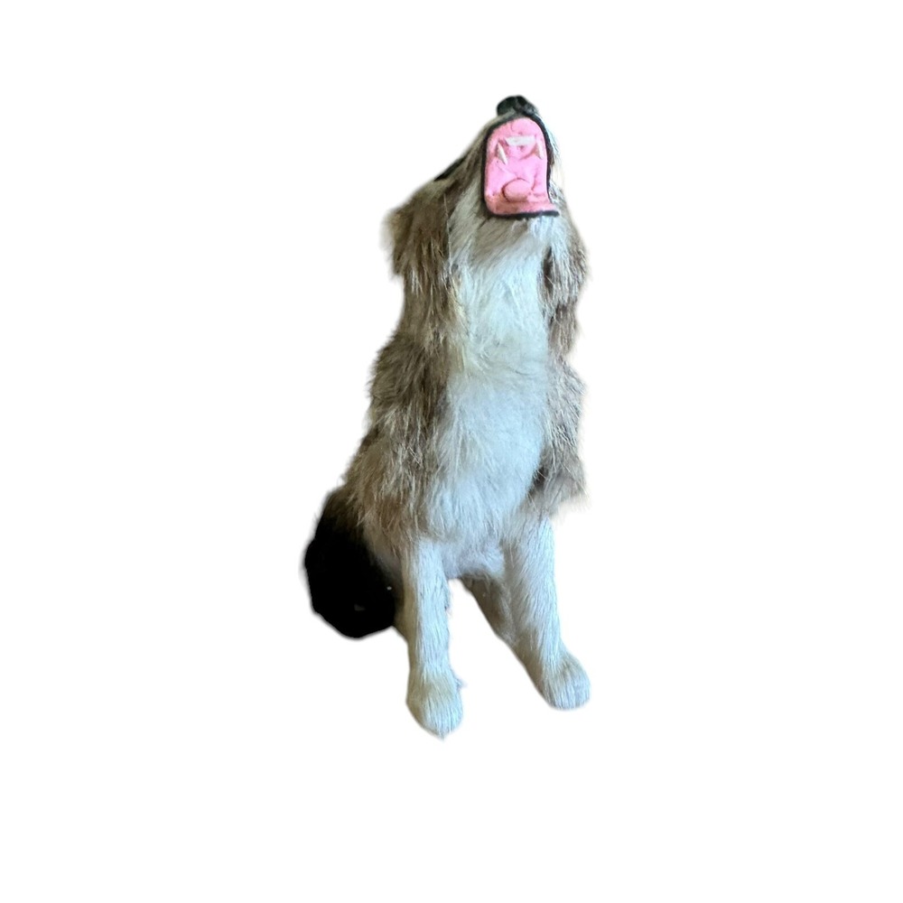 Realistic Looking 5.5" Howling Wolf Made With Rabbit Fur - Picture 2 of 6